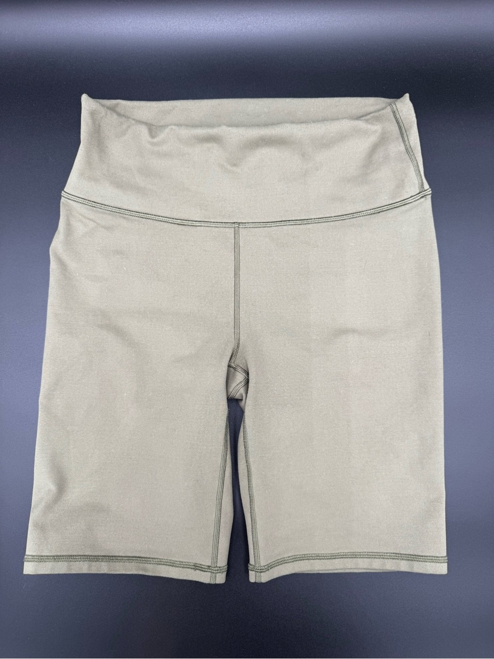Fabletics Olive Bike Shorts with Wide Waistband